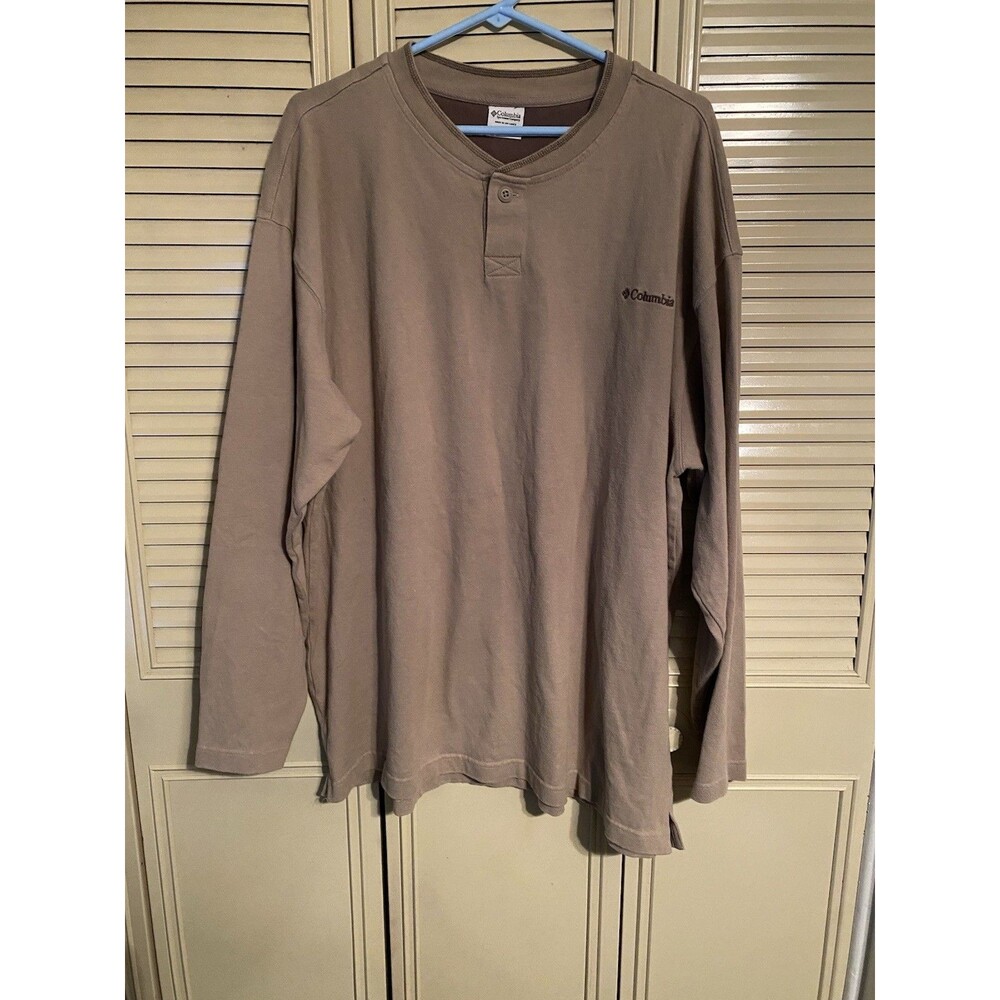 Columbia Omni-Wick Moisture Wicking Henley Long Sleeve T-Shirt Beige 3XL
